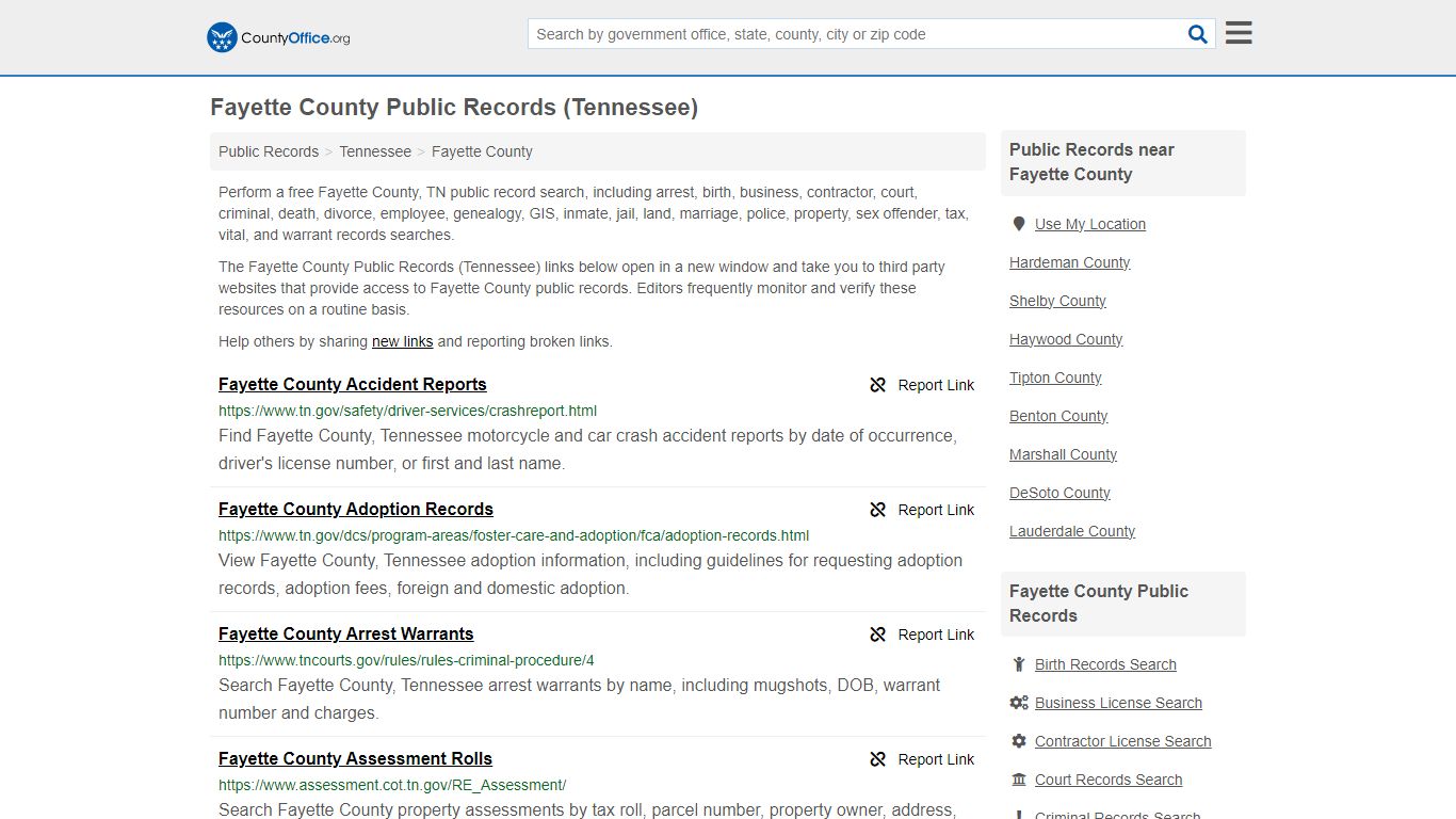 Fayette County Public Records (Tennessee) - County Office
